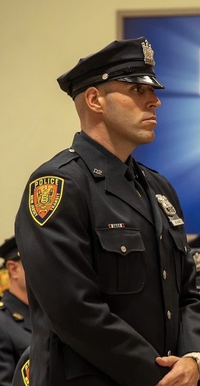 Brian Grise, owner of O&rsquo;Houlihan Designs, in police dress uniform